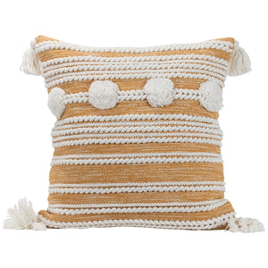 Mustard and White Woven Pillow