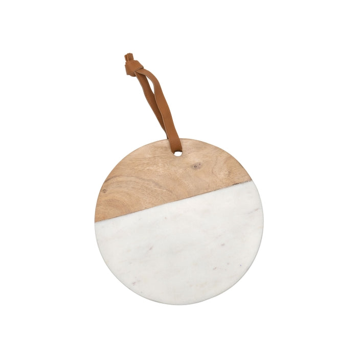 Round Wood and Marble Cutting Board