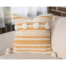Mustard and White Woven Pillow