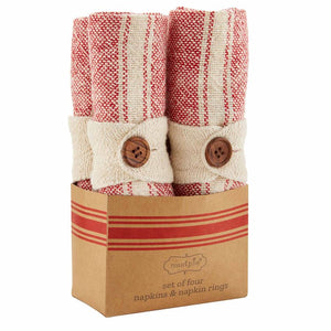 Red and White Striped Napkin Set