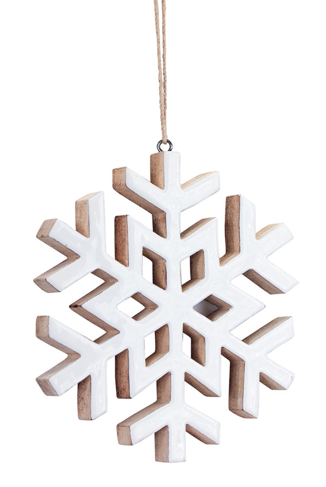 White Wooden Snowflake Ornament