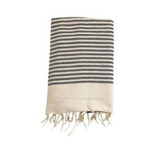 Extra Large Charcoal Striped Fouta Throw