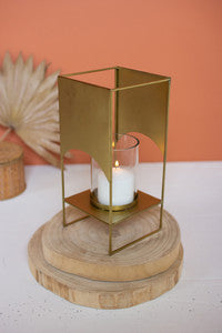 Glass Candle Holder with Brass Metal Stand
