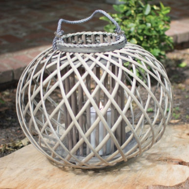 Round grey willow lantern