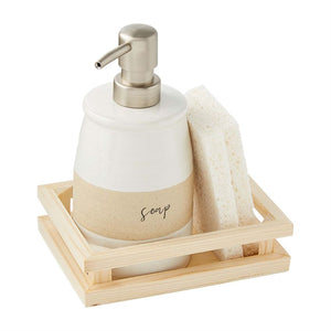 Stoneware soap pump set