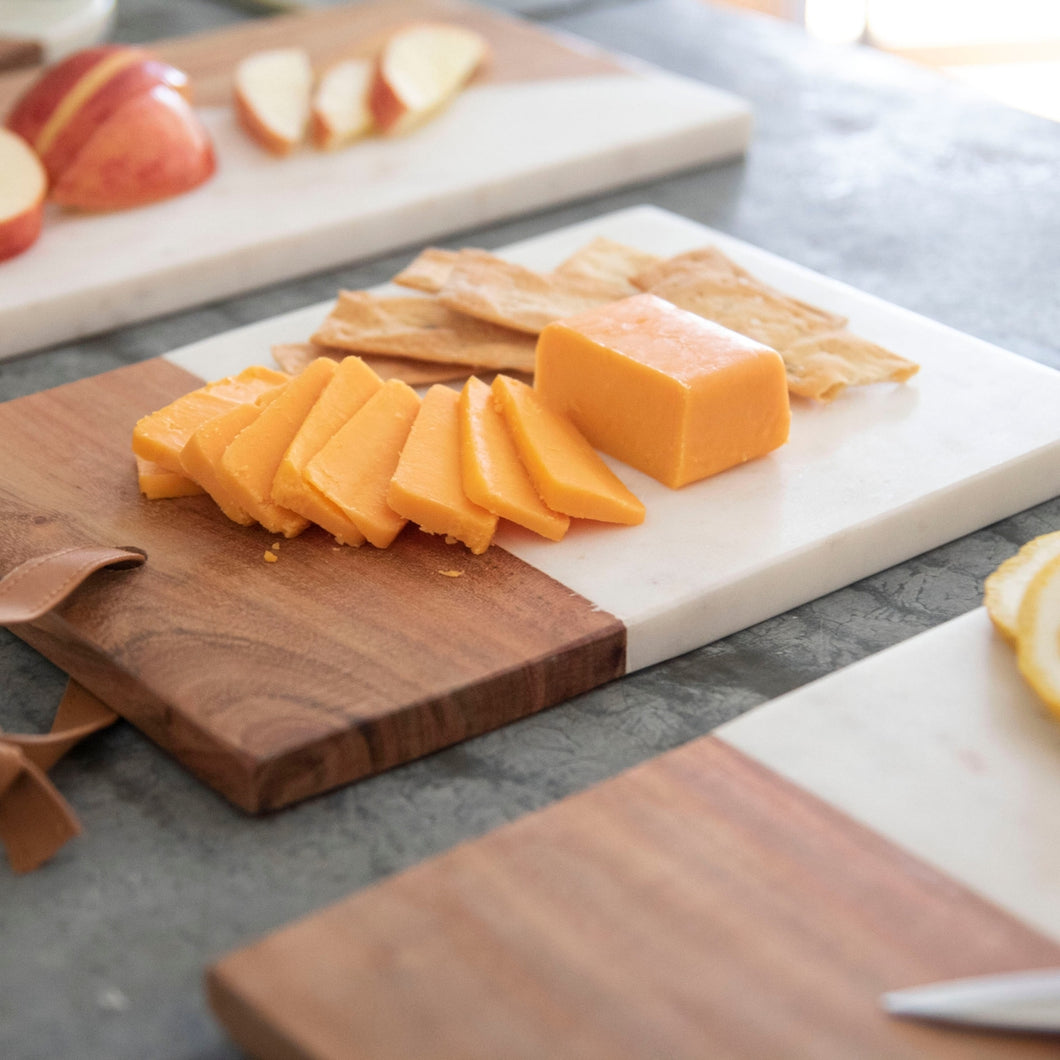 White Marble Wood Square Cutting Board