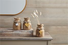 Wooden with Beaded Pendant  Vases