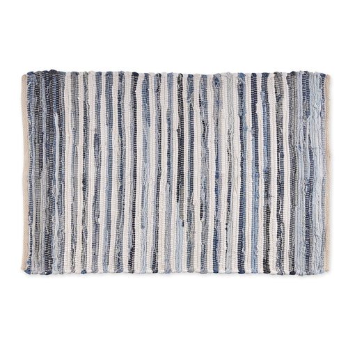 Blue Striped Denim Rag Rug