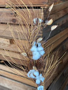 Cotton with Fall Needle Pines Spray