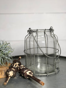 Wire and glass lantern