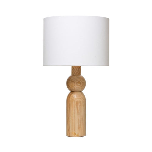 Wood Table Lamp with Linen Shade & Inline Switch