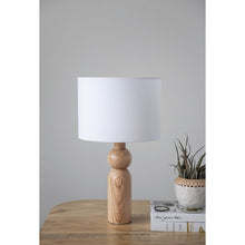 Wood Table Lamp with Linen Shade & Inline Switch