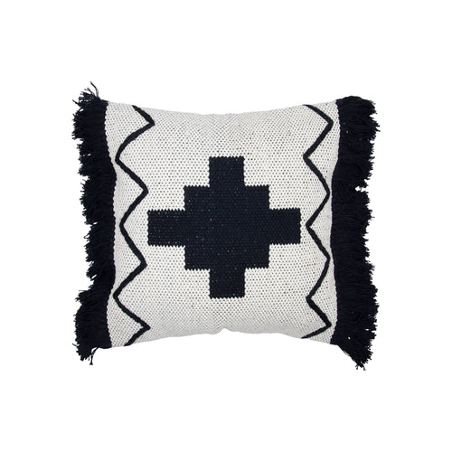 Black and White Woven Pillow